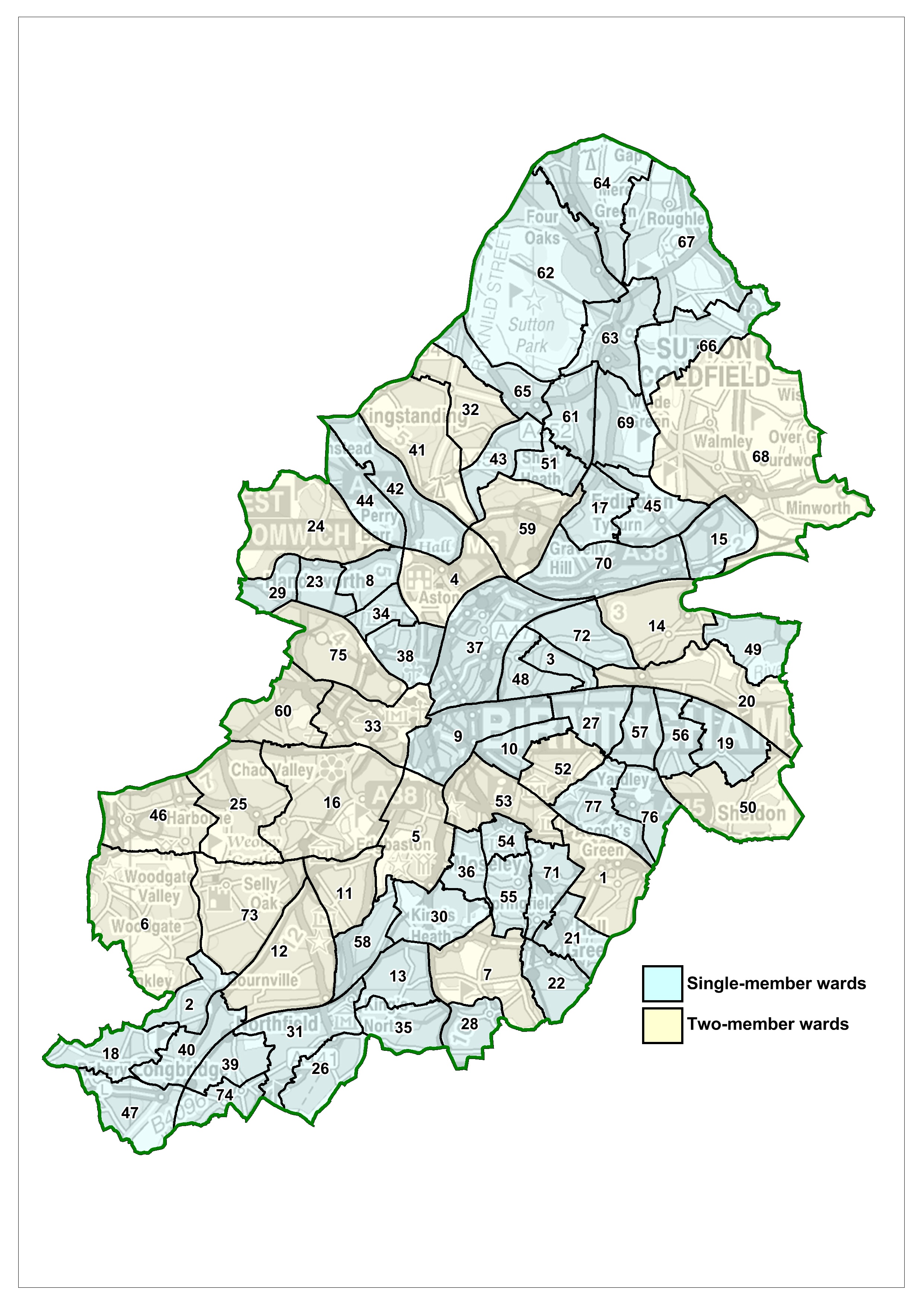 WARD BOUNDARY CHANGES Edgbaston   Birmingham Summary Map 0 