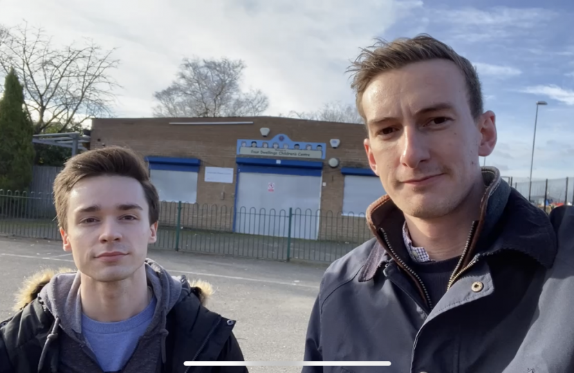 Dominic Stanford and Connor McCormack at Four Dwellings Children's Centre